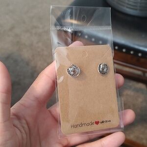 Silver Vintage Western Horse & Horseshoe Stud Earrings